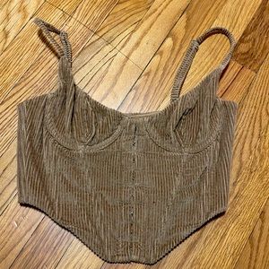 Velvet brown corset top. Adjustable straps